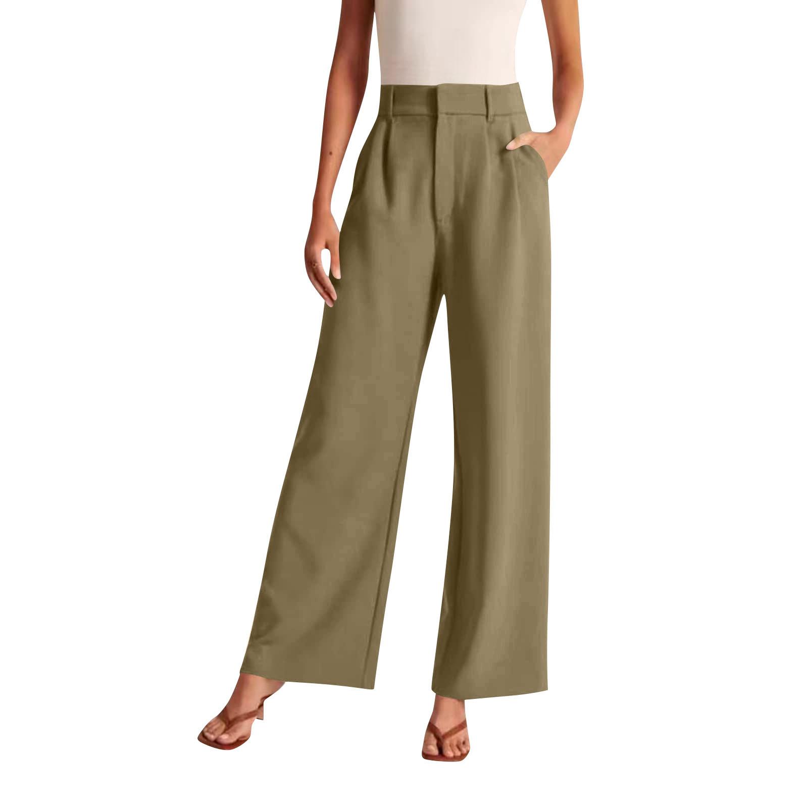 

Casual Fit Wide Leg Pants Women s Casual Wide Leg High Waist Straight Leg Trousers Women s Trousers Suit Pleated High Waist Pants S хакі