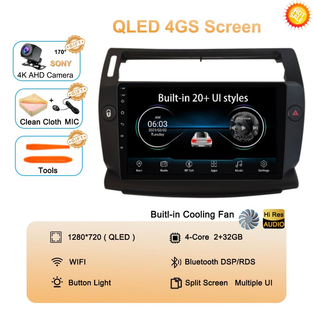 Android 14 For Citroen C4 C-Triomphe Quatre 2004-2014 Car Radio Multimedia Carplay 2Din DVD Head Unit Stereo Audio Video Player