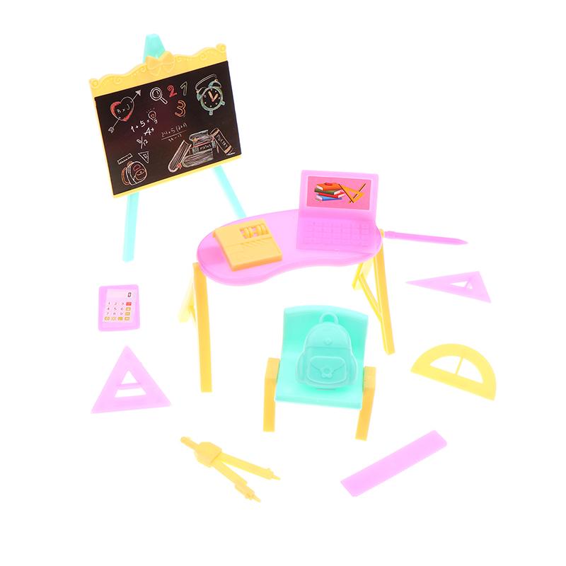1:12 Dollhouse Miniature Drawing Board Study Table Computer Stationery Ruler Model Decor Toy Doll House Accessories