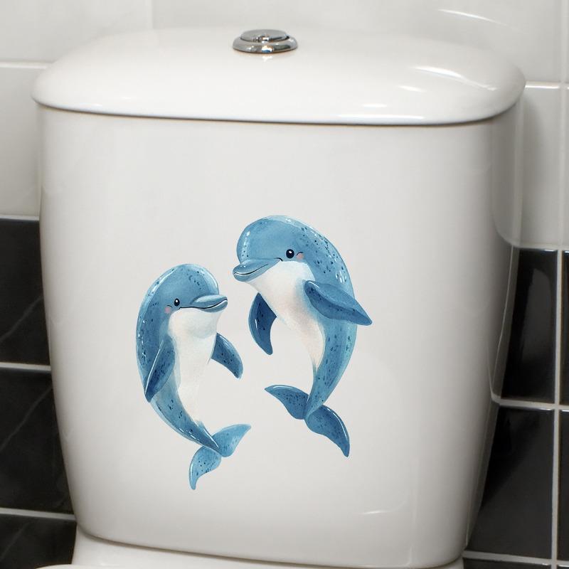 Blue Light Underwater World Dolphin Graphic Wall Stickers for Beautifying and Decorating Living Rooms and Bedrooms