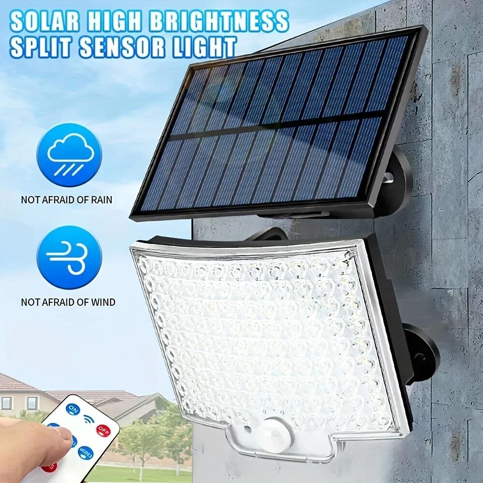 2/4PCS Outdoor Security Solar Wall Lamp 106LEDs Motion Sensor Flood Light with Remote 4 Modes for Outside Garden Garage Lighting