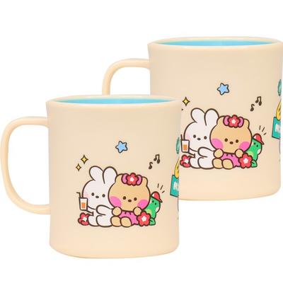 Κούπα με δίχρωμη λαβή Lilpang Line Friends Minini Kiyo 300ml, διάφορα χρώματα, 2 τεμάχια