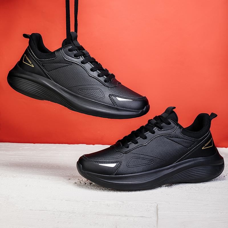 

Мужская спортивная обувь 2025 Кроссовки для бега Дышащие Легкие Кроссовки для ходьбы Нескользящая Удобная Спортивная обувь для мужчин 38 чёрный