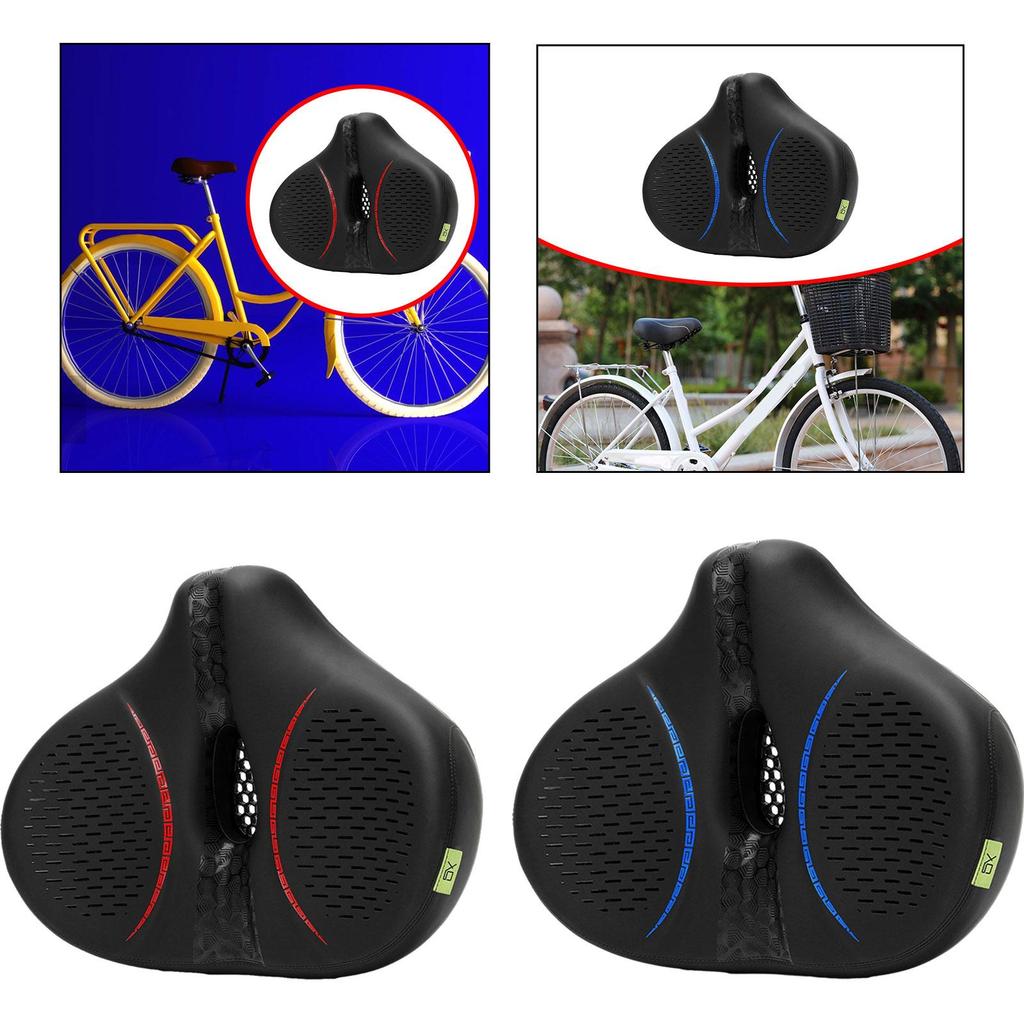 Bike Seat Soft Wide Cycling Cushion Pad Shock Absorbing Mountain Bike Exercise Bike Breathable PU for Men Women Bicycle Saddle