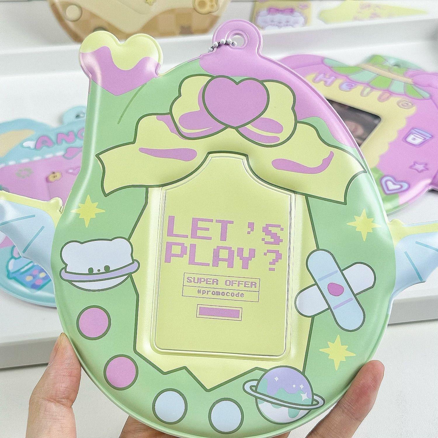 

Kawaii Animal Photocard Frame Japan Style Retro Pixel Photocard Sleeves Kpop Idol Card Holder with Chain Mini Photo Album 2025