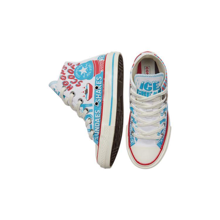 Converse Chuck Taylor All Star 1970s Comfortable Versatile Ice Cream Print High Top Kids Canvas Shoes Kids Sneakers White Blue Red A00395C