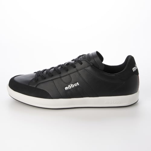 Mobus Men's Leather Sneakers, Genuine Leather, Sports, Casual, Walking Shoes with Built-in Functional Insole, Current Model VICTOR (Black, Size 25.5 c