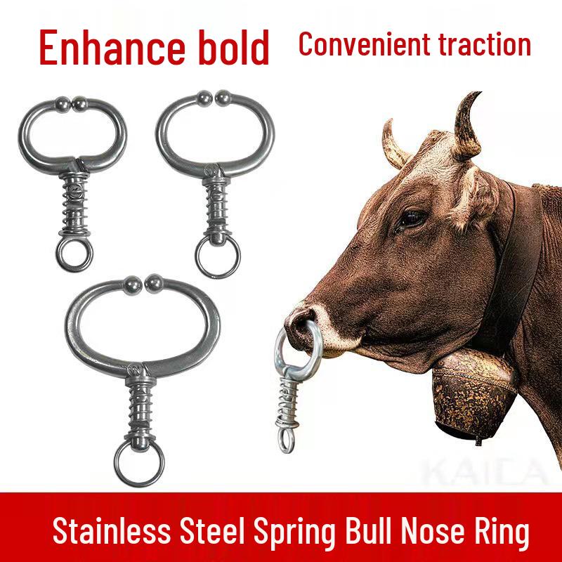 Stainless Steel Cow Nose Ring, Medium/Large, Spring Type Clip