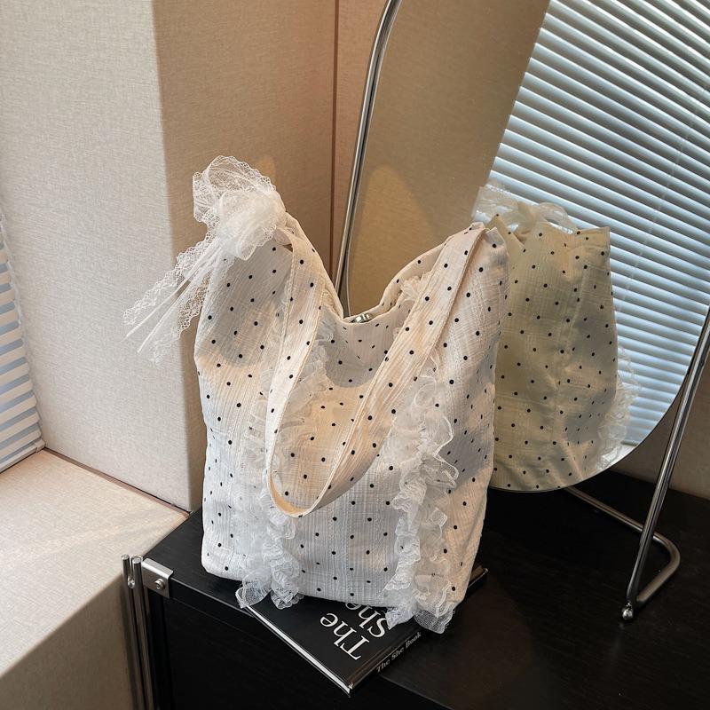 Sweet Bag Women's New Summer Foreign Style Polka Dot Tote Bag Large Capacity Versatile Shoulder Bag