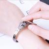 1 Set Bracelet Choker Set Vintage Shining Rhinestone Inlaid Bright Luster Concentric Lock Valentines Day Gift Titanium Steel Couple Heart Bangle Key