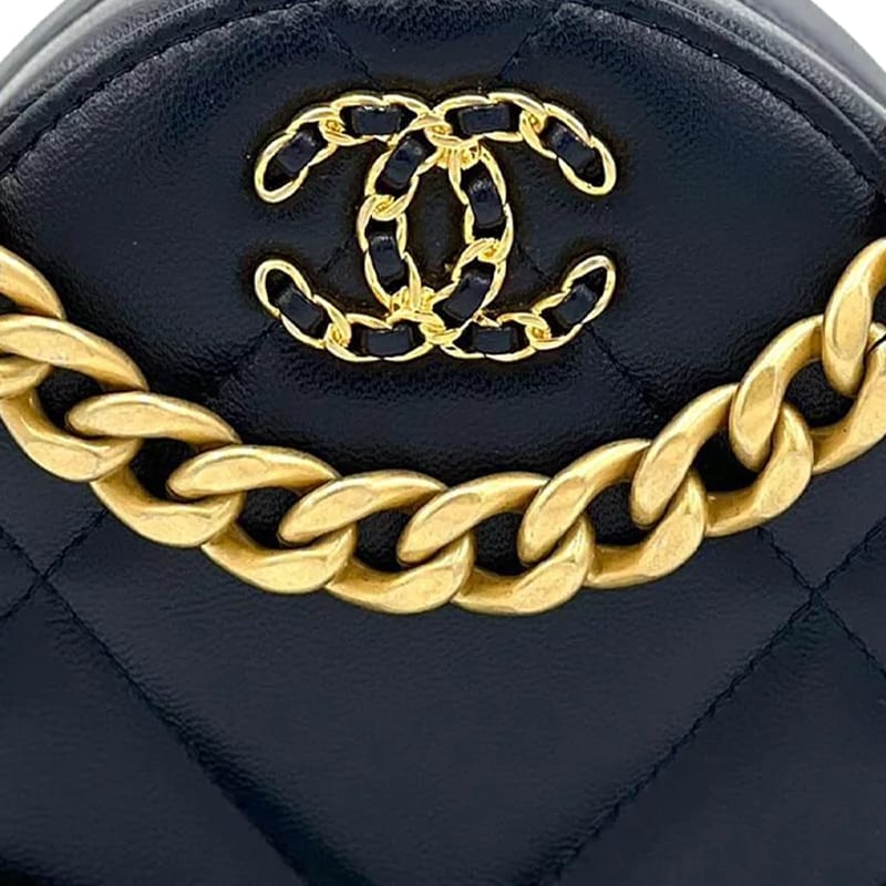 Chanel 19Bag Sheepskin Evening Bag, Round Bag, Handheld Shoulder Bag, Crossbody Bag Women's Dark Blue AP0945-B03211-N7384