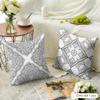 Gray Blend Pattern Cushion Cover Natural Linen Organic Fabric Double-Sided Printing Breathable Perfect For Home Decor