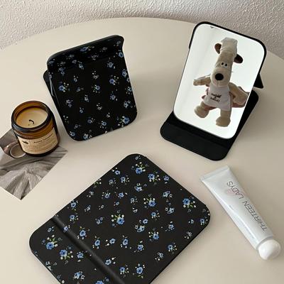 Retro Floral Faltbarer Kosmetikspiegel - Tragbarer Schminkspiegel für Wohnheime und Zuhause