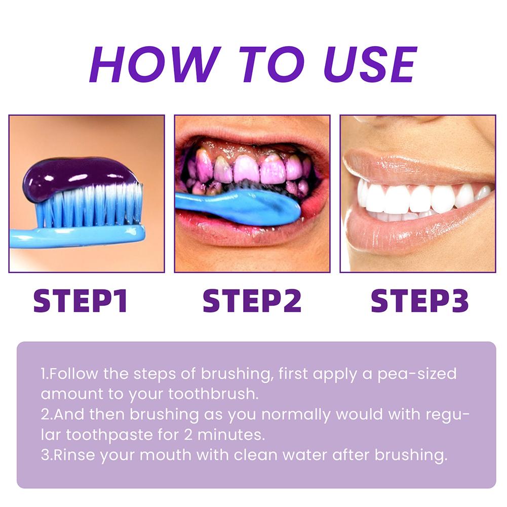 30 ml Zubní pasta na odstranění skvrn na zuby Zubní pasta Purpurová zubní pasta Čištění úst pro bělení zubů dospělých