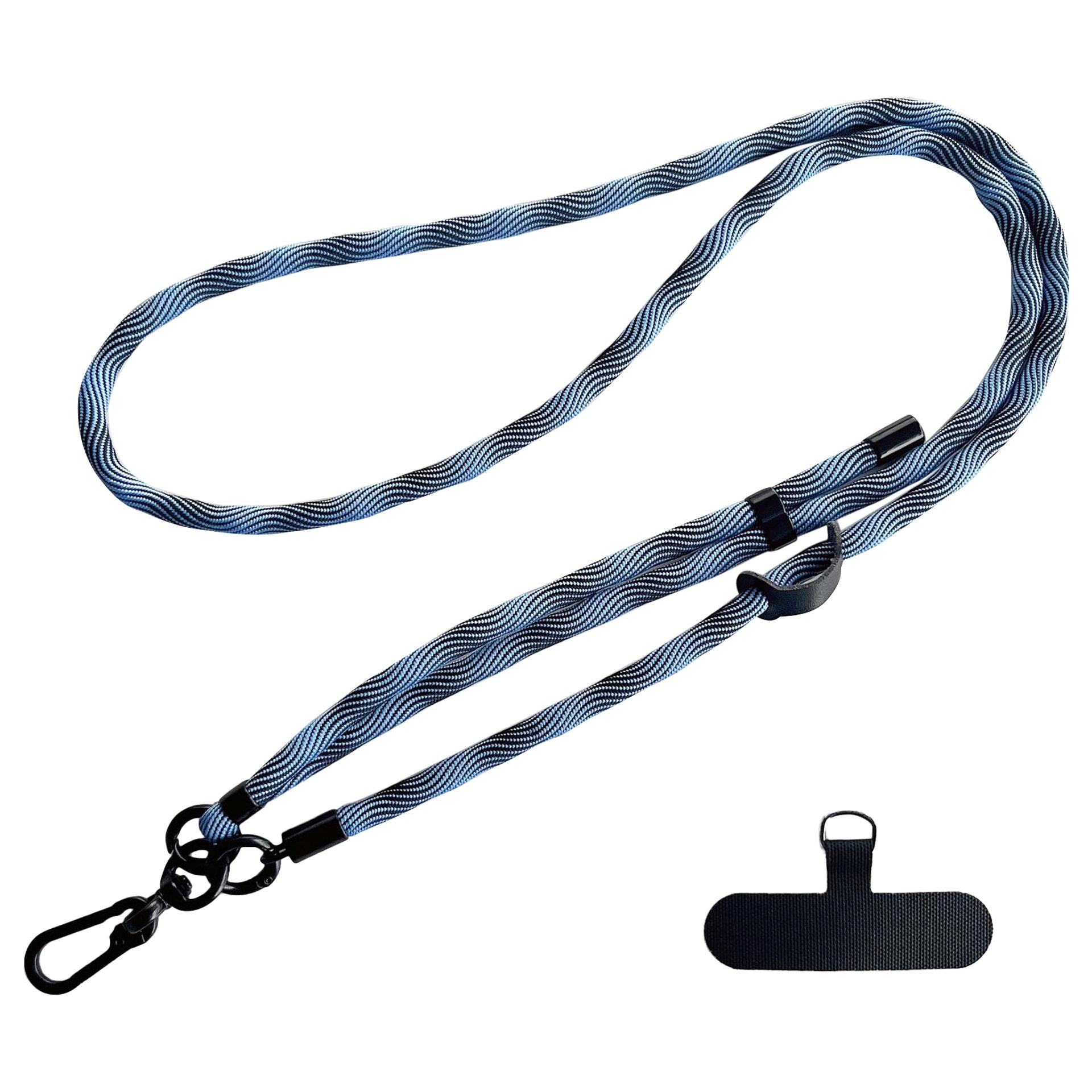 

Crossbody Phone Lanyard Strap with Patch 7mm Thickness Adjustable Nylon Neck Strap Sky Blue Brown