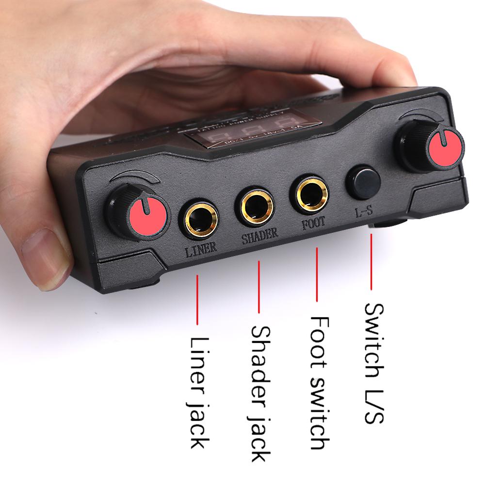 Mini-Tattoo-Netzteil-Set, schwarz, Fußschalter-Pedal-Set, ABS-Kunststoff, rutschfest, langlebig, stark, tragbar, 1,5 m Clip-Kabel