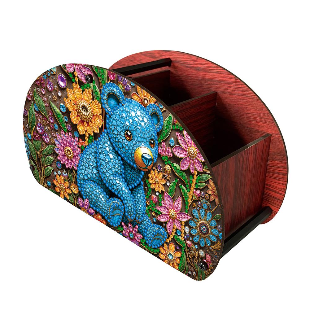 DIY Wooden Diamond Painting Storage Cosmetic Tool Holder Animal Pattern Diamond Painting Art Kit Organizer Box Desk Accessories
