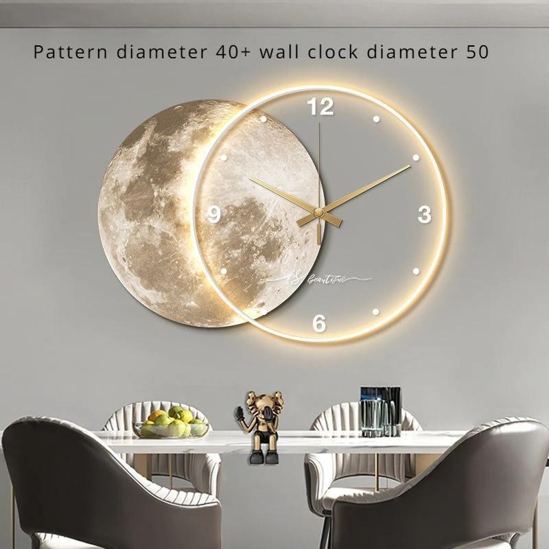 Large 3D Wall Clocks Silent Movement LED Light Wall Clock Luxury Living Room Decoration Accessories Elegant Interior Ornaments