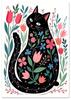 Poster Illustration Cat In Flowers