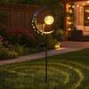 Hummingbird Moon Solar Light, Metal Crescent with Crackle Glass Ball Garden Stake, Solar Pathway Light for Yard Patio Lawn Outdoor Decor