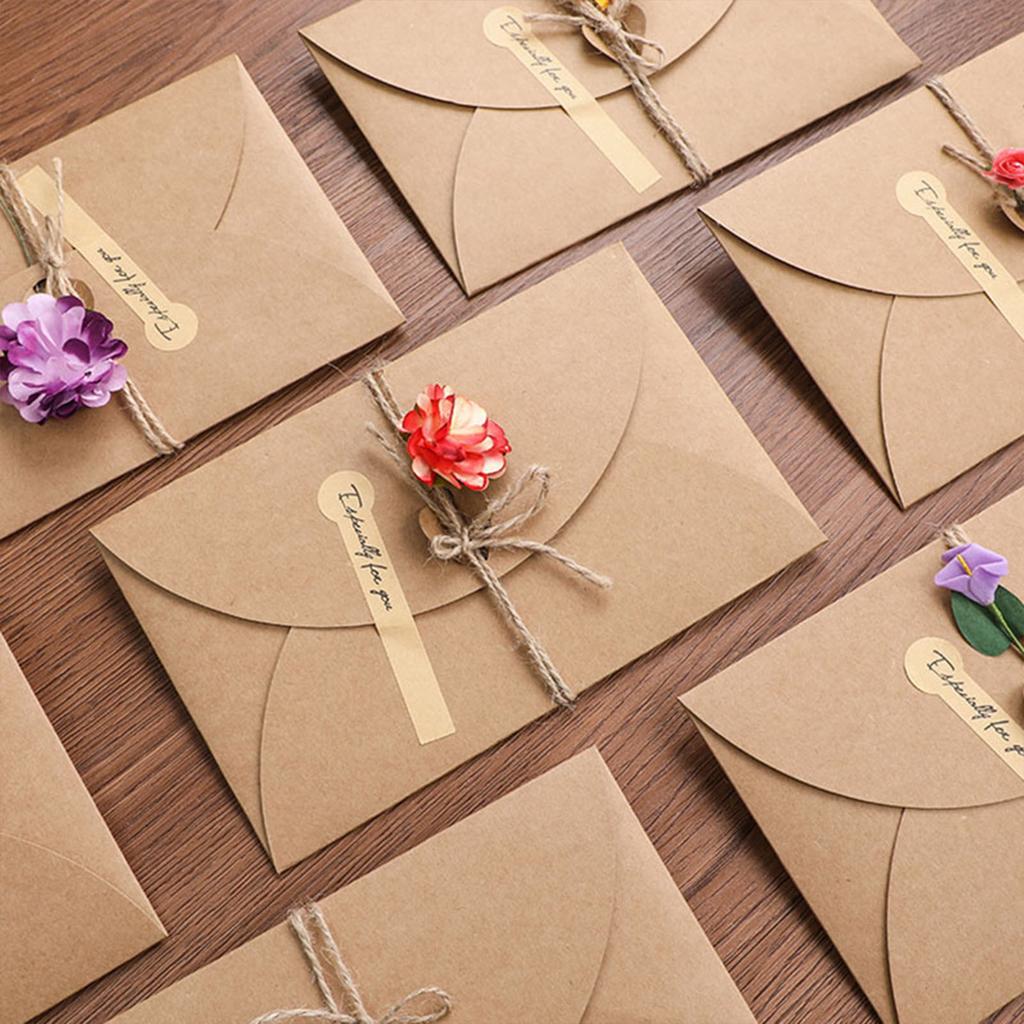 Vintage Blanks Greeting Card DIY Kraft Paper Invitation Greeting Card Suitable for Birthdays Festivals