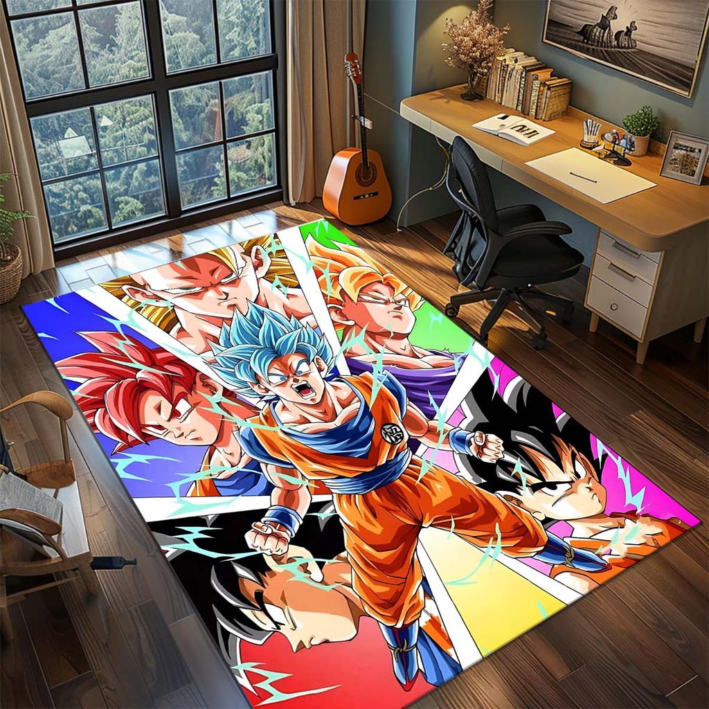 Tappeto Anime Dragon Ball Goku Tappeto Tappeto Grande Area Tappetino Pavimento Antiscivolo Lavabile Stanza Gamer Camera da Letto Decorazioni per la Casa -QJY