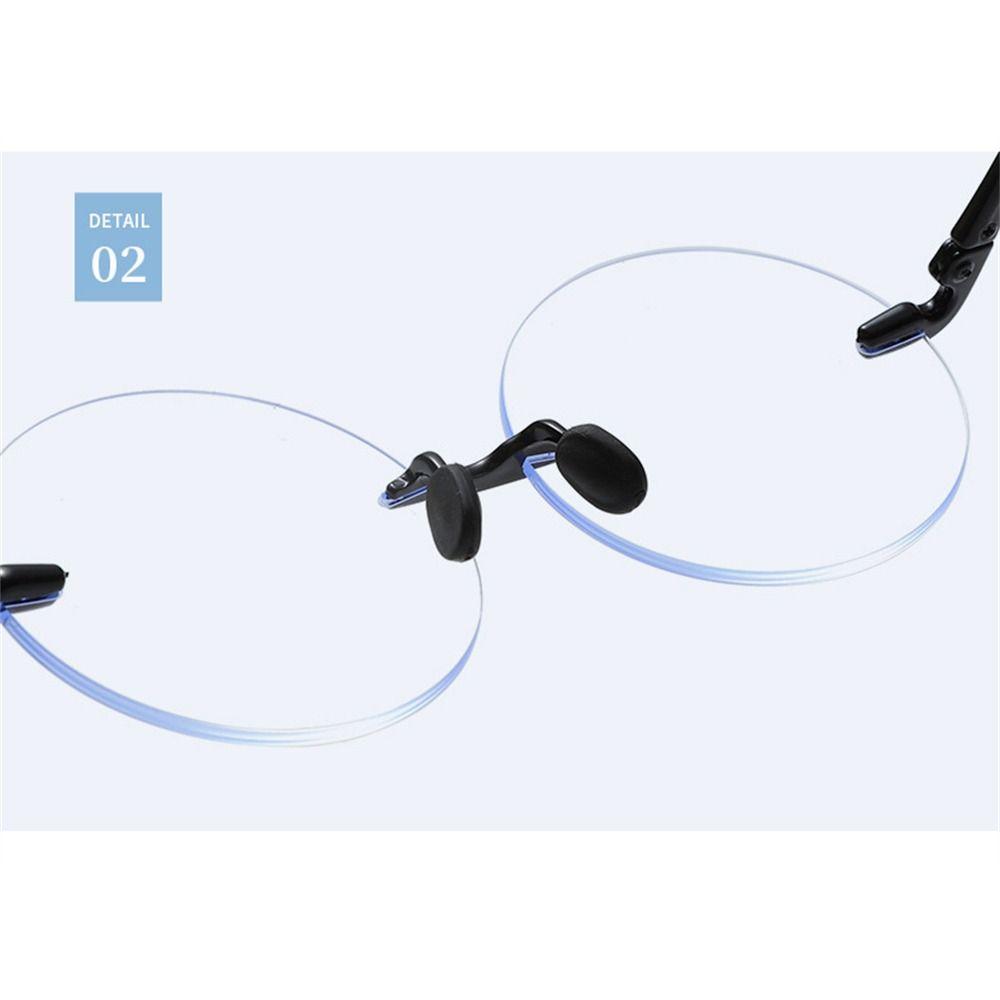 Diamond Cut Rimless Anti-UV Blue Rays Glasses Round Frame Ultralight Eyewear Women Men HD Vision