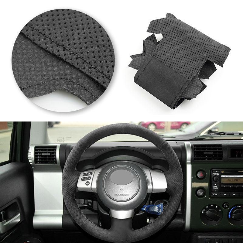 Car Inner Accessories For Toyota FJ Cruiser 2007 2008 2009 2010 2011 2012 - Microfiber leather Steering Wheel Cover Trim