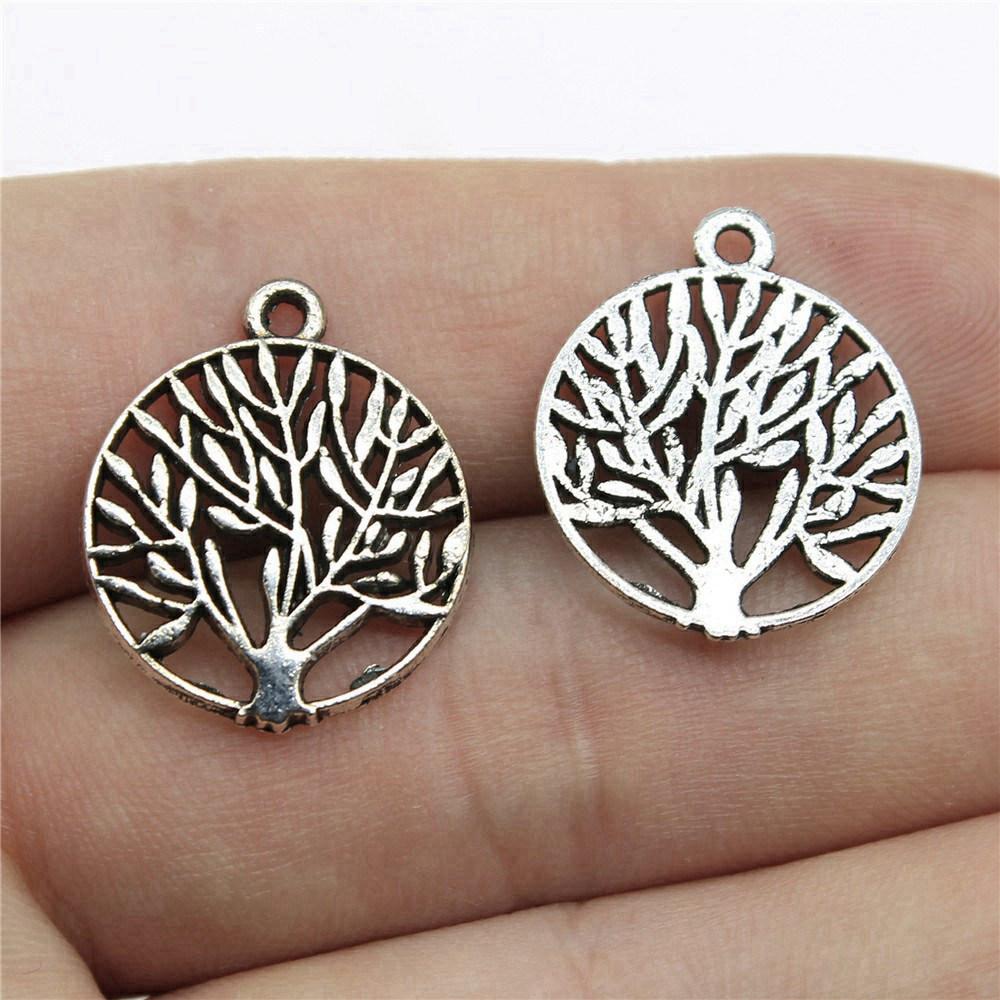 Charms Round Tree Of Life Pendants Vintage Jewelry Supplies QC109