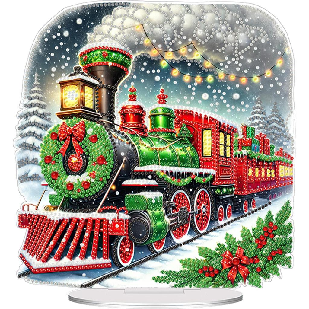 2D Flat Print Xmas DIY Special Shape Table Top Diamond Painting Ornament Kits Desktop Diamond Art Kits Bedroom Table Decoration