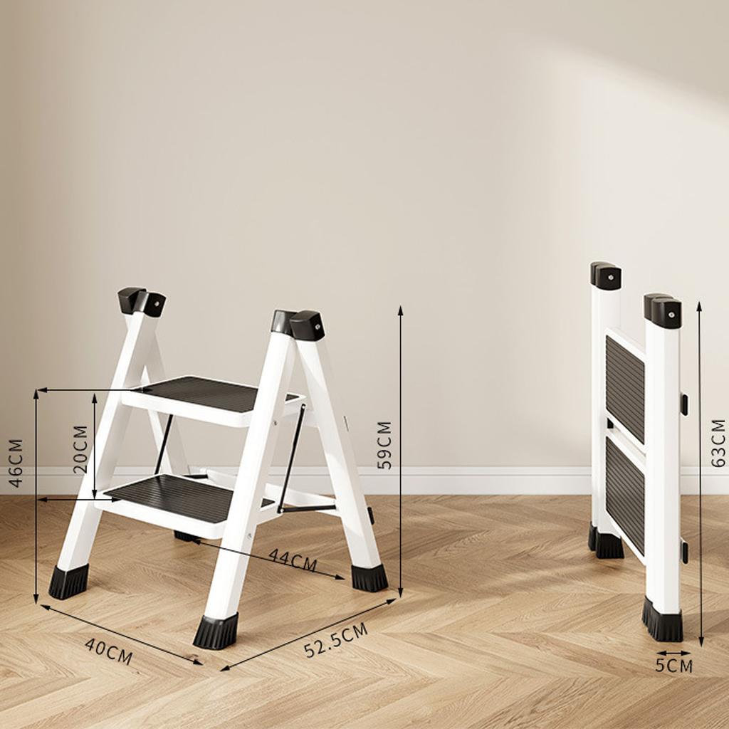Multi-Functional L-Shaped Foldable Telescopic 2-Step Ladder Lightweight Retractable Climbing Stool Household Use