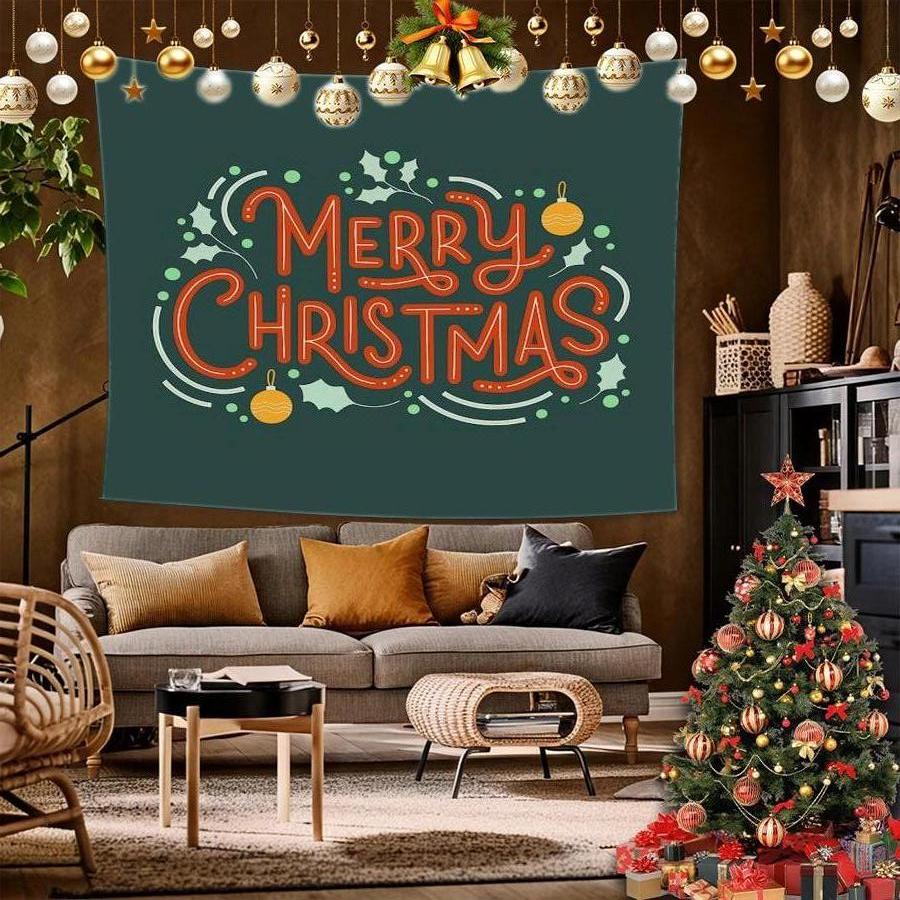 Merry Xmas New Year Background Cloth Hanging Cloth Bedroom Bedside Decorative Wall Cloth Rental Dormitory Tapestry