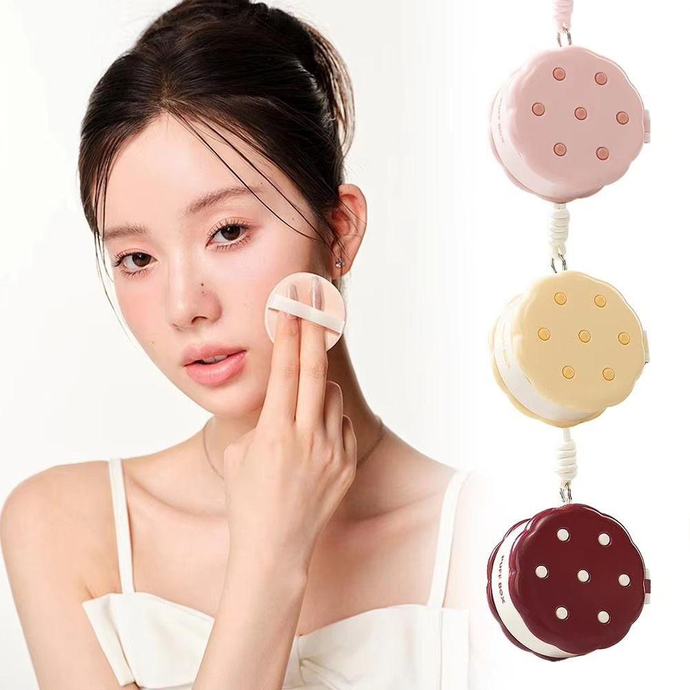 1/2/3Pcs Cookie Shape Powder Puff Storage Box Multifunctional Dustproof Case  Portable Use