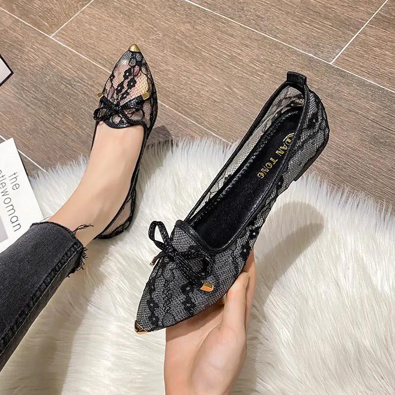 

Модная обувь для женщин Острый носок Элегантная Вечеринка Сетка Низкий каблук Прозрачные Женские Балетки Прозрачные Удобные Шикарные Красивые Сегодня Лето 2025 39 41