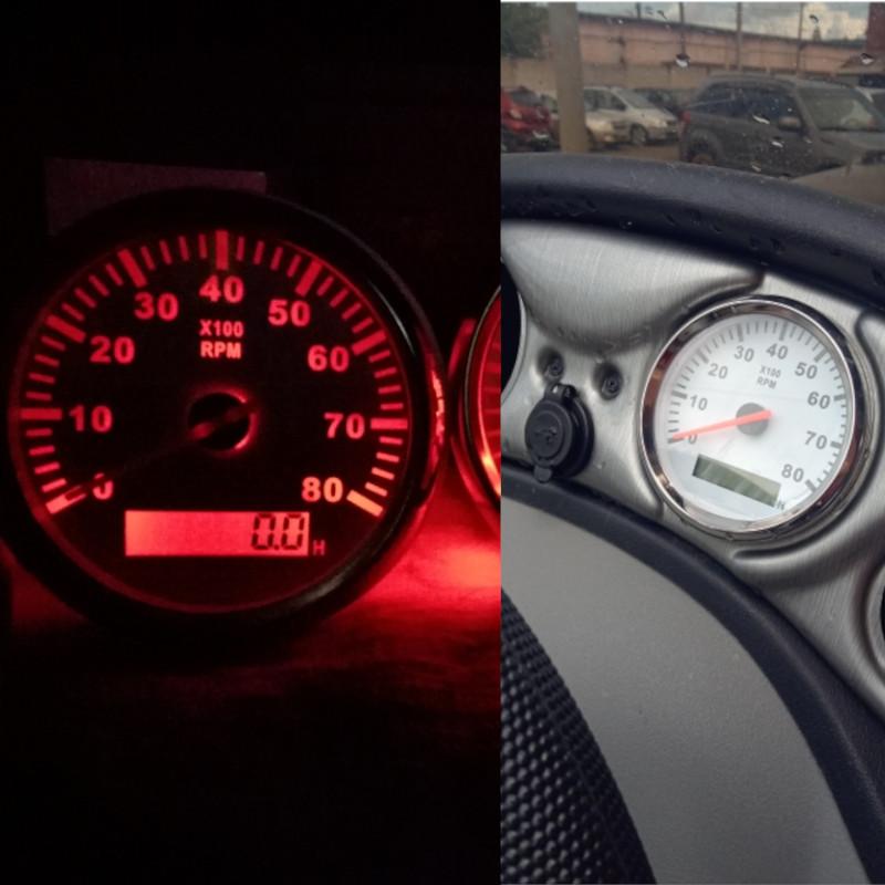 12V/24V 85mm Boat Tachometer Marine Tacho Meter Gauge LCD Hourmeter 8000RPM 6000RPM Car Toerenteller With Sensor M16
