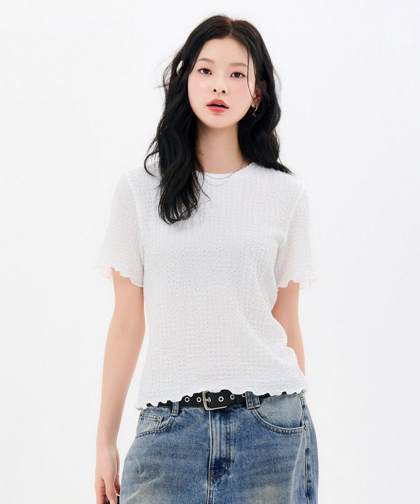 CHASECULT Women'S Crinkle Short Sleeve T-Shirt-Fbrg5868D01