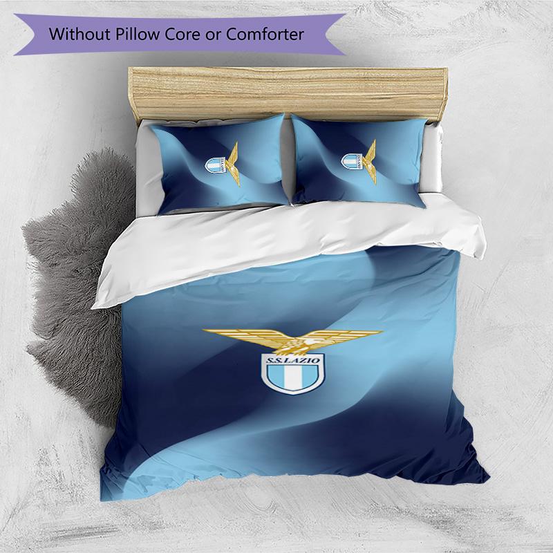 Set Biancheria da Letto 3 Pezzi Stampato Lazio FC Traspirante Copripiumino con Federe Biancheria da Letto Decorativa per Camera da Letto Casa