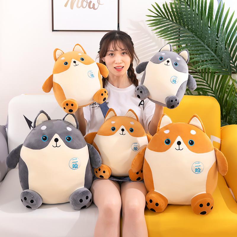 Latest Lovely Soft Dog Plush Pillow Doll Stuffed Pet Doll Animal Husky Toy Infant Sleep Pillow Accompany Gift Idea ideal for Girlfriend Boy Kid
