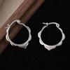 Simple  Silver Color Metal Geometry Petal Hoop Earrings for Women Jewelry