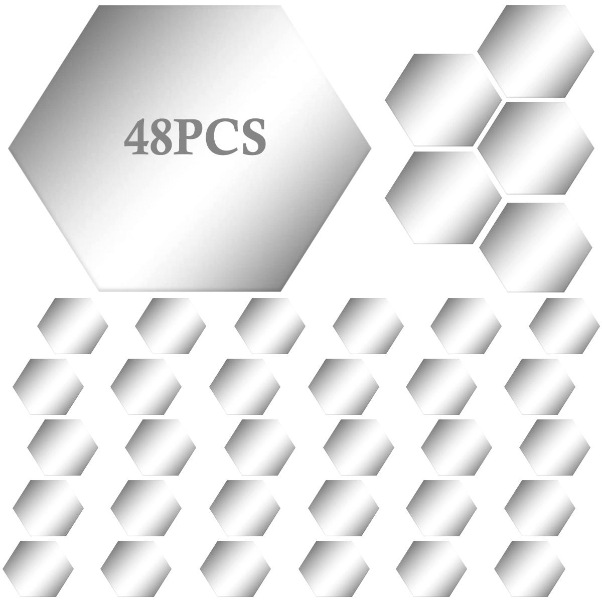 

48/192 шт. Зеркальная наклейка Самоклеящаяся Акриловая Зеркальная Наклейка Самоклеящаяся Настенная Зеркальная Наклейка Украшение для Дома Гостиной