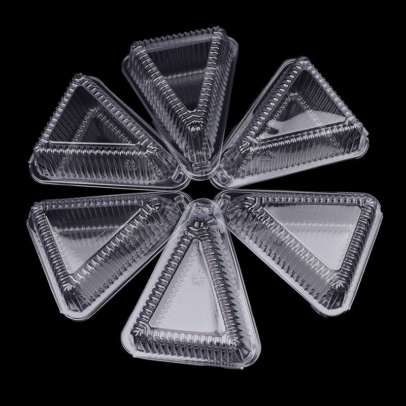 10 Adet Pasta Dilimi Plastik Kap Şeffaf Üçgen Tatlı Kutusu Gıda Paketleme Kutusu İstiflenebilir Meyveli Pasta Sandviç Tutucu