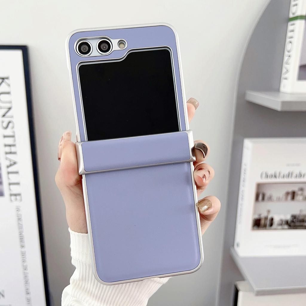 Samsung Z Flip 7 Metallic Morandi Leather Texture Protective Case