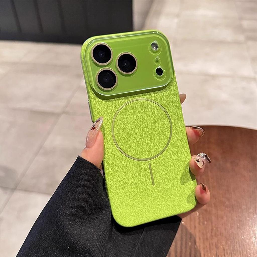 New Leather Texture Magnetic Phone Case for Apple 17PROMAX Anti Fingerprint Extremely Simple and Cute Color Magnetic Phone Case