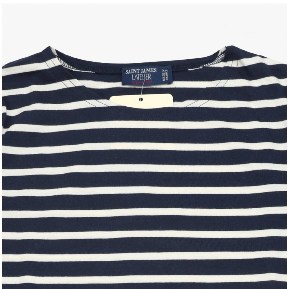 Saint James Kids Long Sleeve Tee Modern Stripe 2066 Marine Ecru