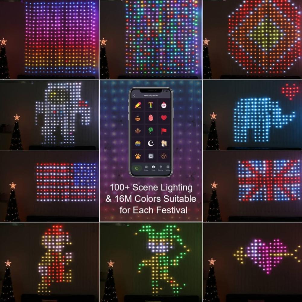 Curtain String Light Rgbic Dream Color Programmable Smart Led Window Fairy Lights For Christmas Wedding Bedroom Decor