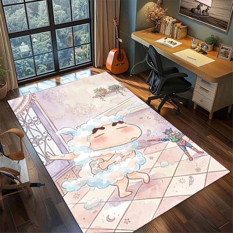 Large Area Crayon Shin-chan Rug Non Slip Washable Floor Mat Bedroom Gamer Room Decor