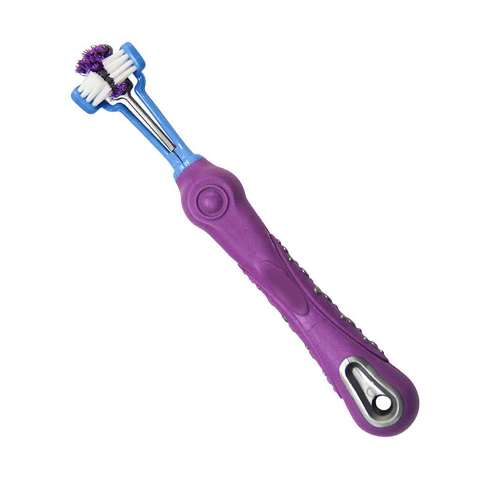 3 Sided Pet Toothbrush Multi Angle Dog Cat Toothbrush Pet Supplies for Oral Cleaning Purple фиолетовый
