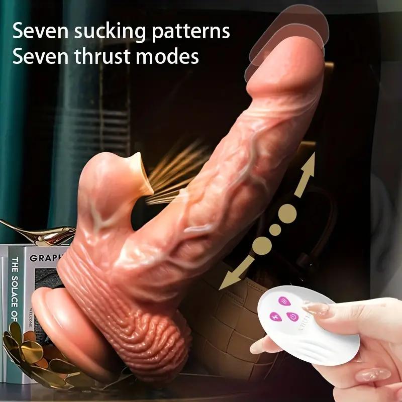 7 Mode Thrusting Dildo Vibrator Sucking/Heating/Vibrating/Thrusting Realistic Vibrating Dildo With Suction Cup For G-spot Clitoral Anal Sex Toy Adult