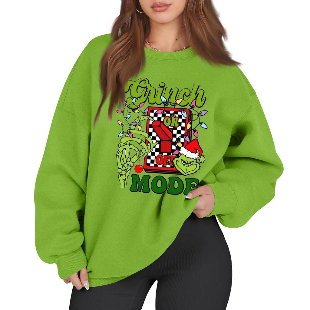 Women's Casual Fashion Long Sleeve Christmas Printed Round Neck Sweatshirt Top