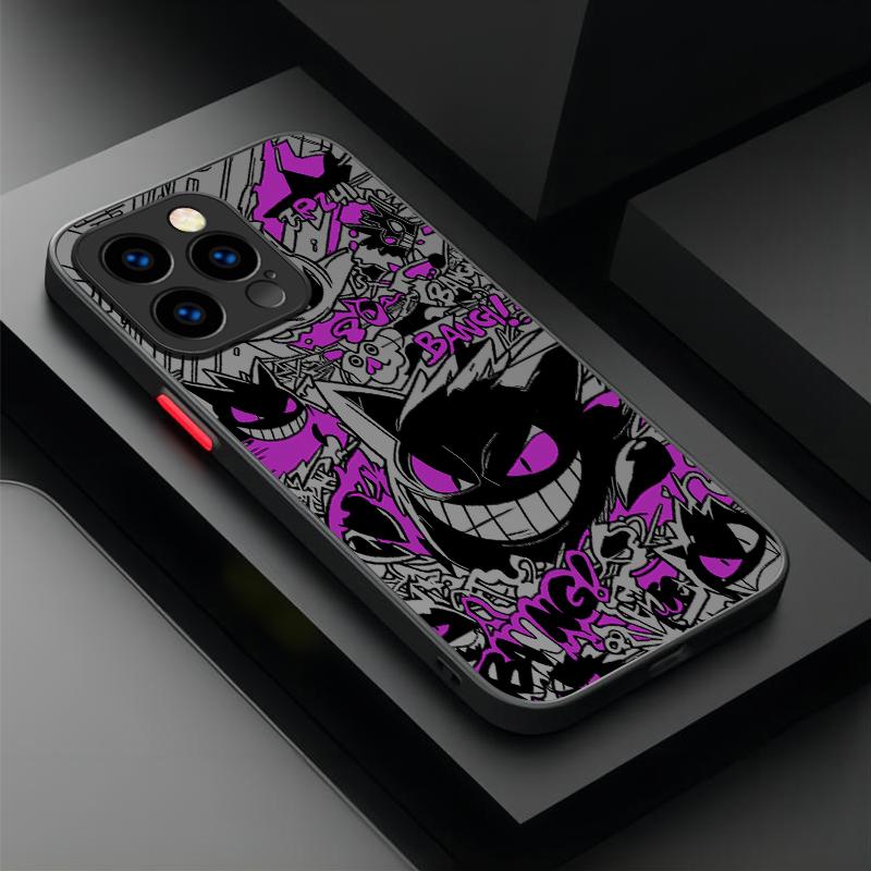 P-Pokemon Gengar Graffiti Case For iPhone 17 Air 15 16E 16 14 13 12 11 Pro Max XR 7 8 Plus SE 2020 Shockproof Matte Hard Cover